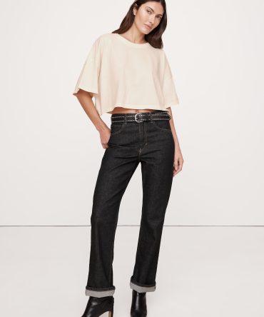 Oversized Vintage Cotton Cropped T-Shirt