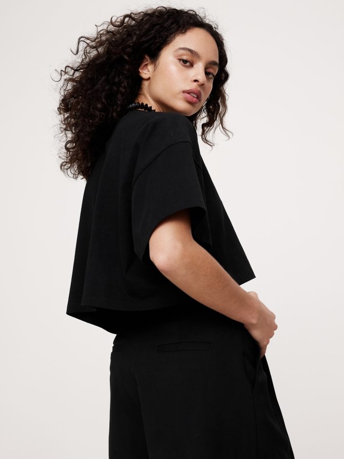 Oversized Vintage Cotton Cropped T-Shirt - Image 2