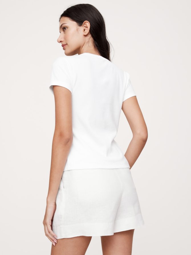 Ribbed Short-Sleeve Button-Down Top - Image 5