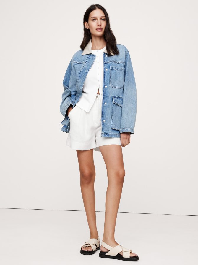 Ribbed Short-Sleeve Button-Down Top - Image 6