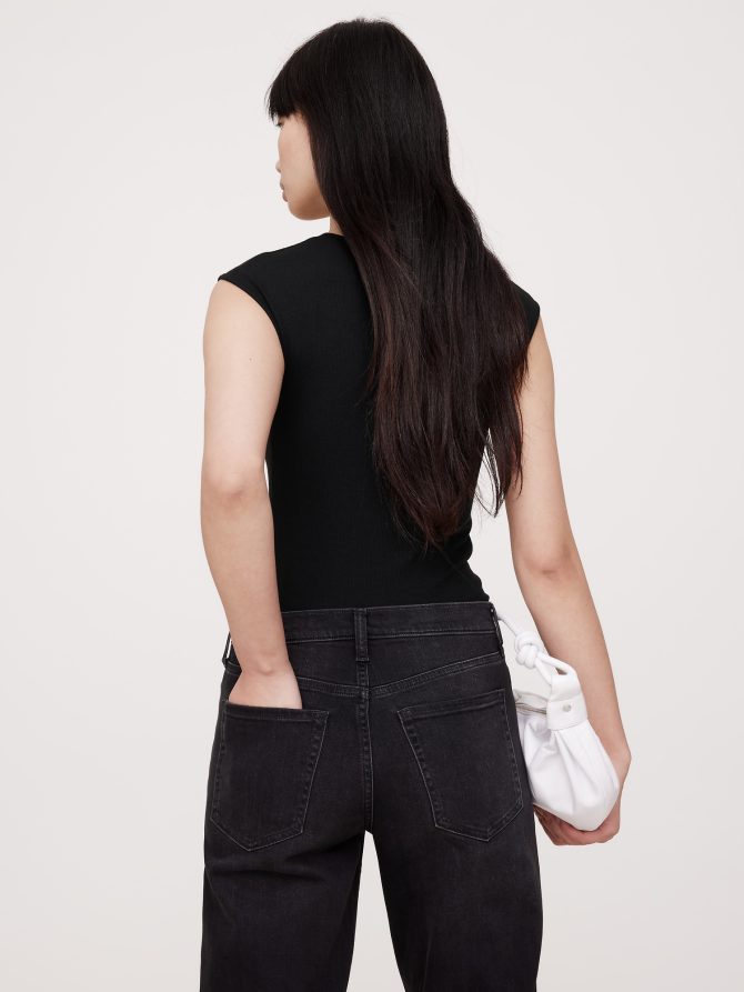 Ribbed Cap-Sleeve T-Shirt - Image 2