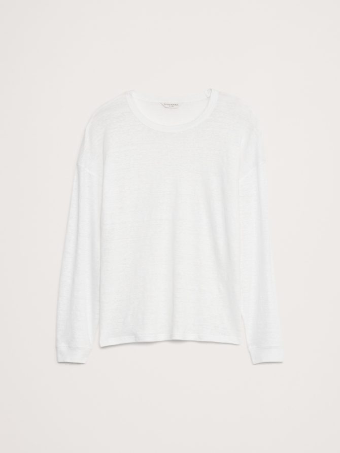 Linen Long-Sleeve Dolman T-Shirt - Image 4