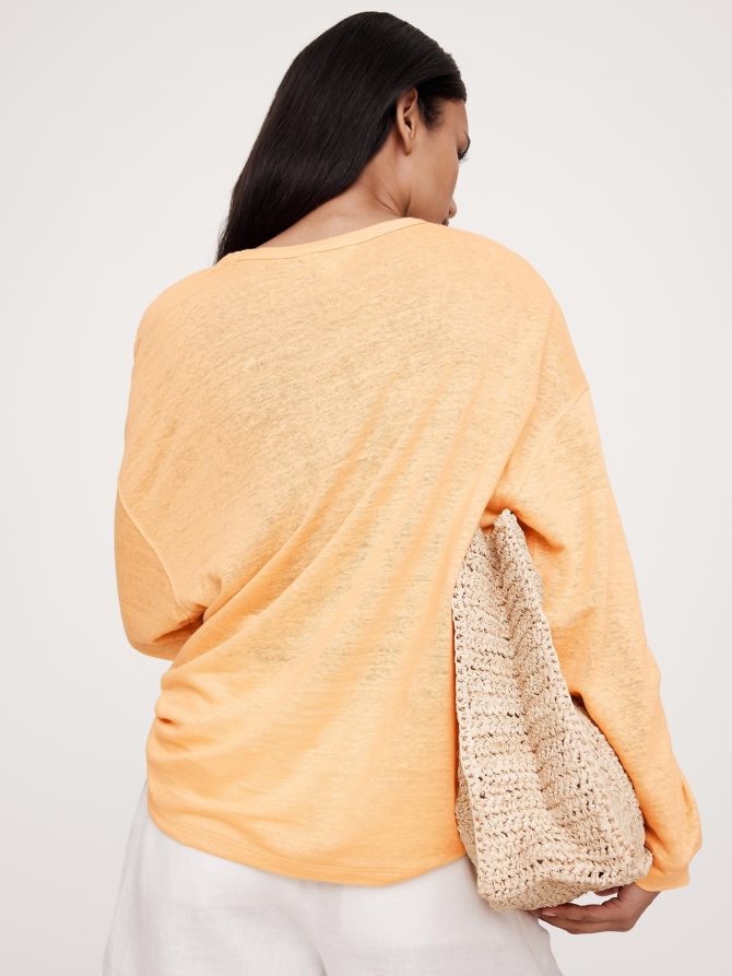 Linen Long-Sleeve Dolman T-Shirt - Image 5