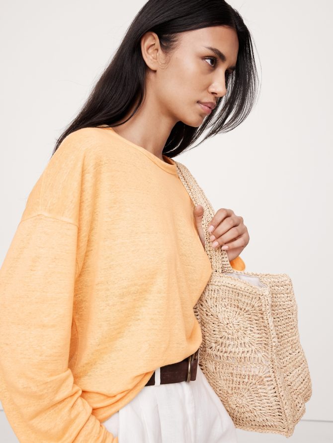 Linen Long-Sleeve Dolman T-Shirt - Image 6