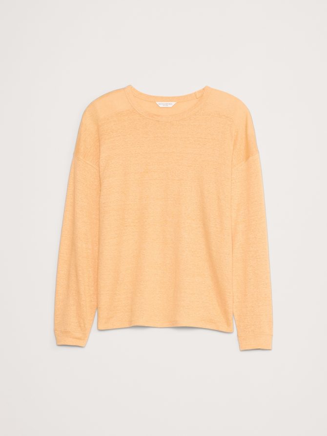 Linen Long-Sleeve Dolman T-Shirt - Image 7