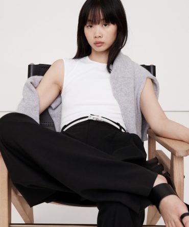Ribbed Cap-Sleeve T-Shirt