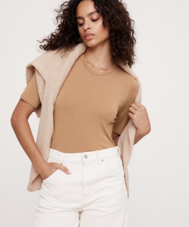 Luxe Wool-Blend Elbow-Sleeve Top