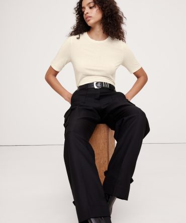 Luxe Wool-Blend Elbow-Sleeve Top