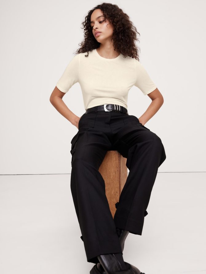 Luxe Wool-Blend Elbow-Sleeve Top
