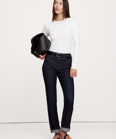 Ribbed Long-Sleeve Crew-Neck T-Shirt