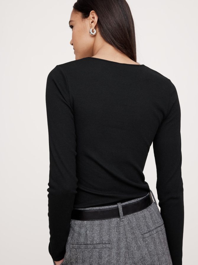 Ribbed Long-Sleeve Crew-Neck T-Shirt - Image 2
