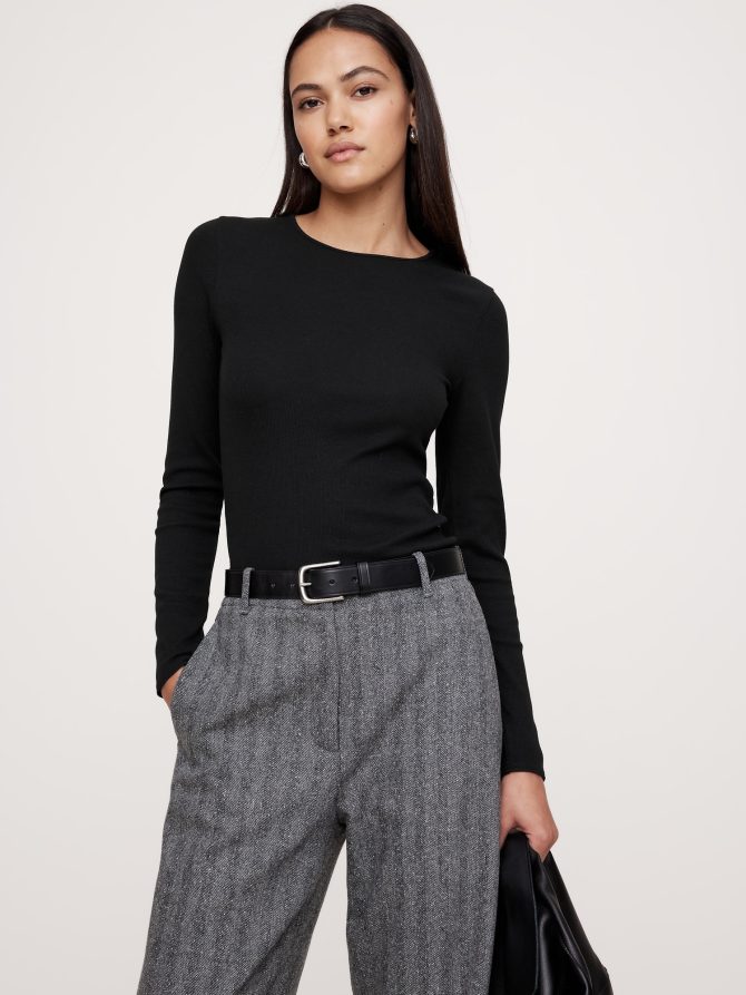 Ribbed Long-Sleeve Crew-Neck T-Shirt - Image 3