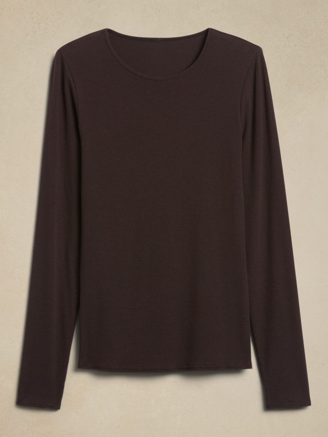 Ribbed Long-Sleeve Crew-Neck T-Shirt - Image 7