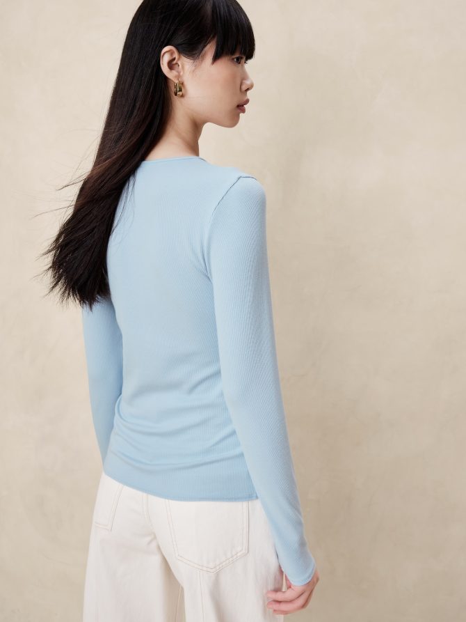 Ribbed Long-Sleeve Crew-Neck T-Shirt - Image 8