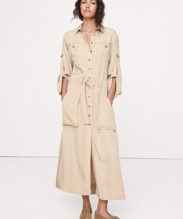 DRAPEY UTILITY SHIRT DRESS